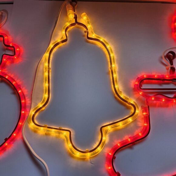 Christmas Rope Tube Lights Set of 4 Candy Cane Bell Snowman Christmas Stocking - Picture 9 of 16